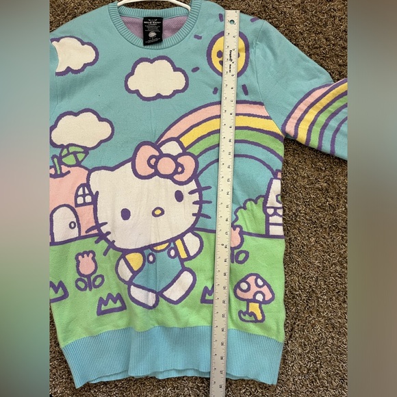 Hello Kitty Jumbo Art Pastel Knit Sweater Size Small Oversized Comfy Pullover - Picture 9 of 9